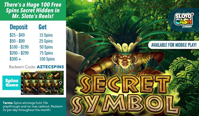 Sloto'Cash Secret Symbol Free Spins Bonus